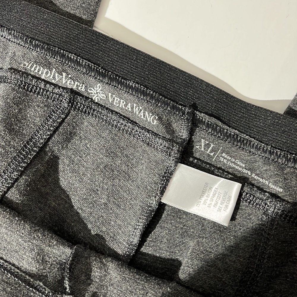 Simply Vera Vera Wang charcoal gray leggings sz XL winter pants - Picture 2 of 5